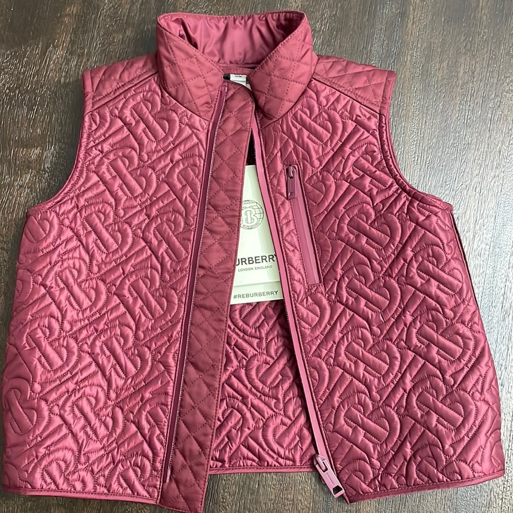 Burberry kids vest. Maroon. New with tags.